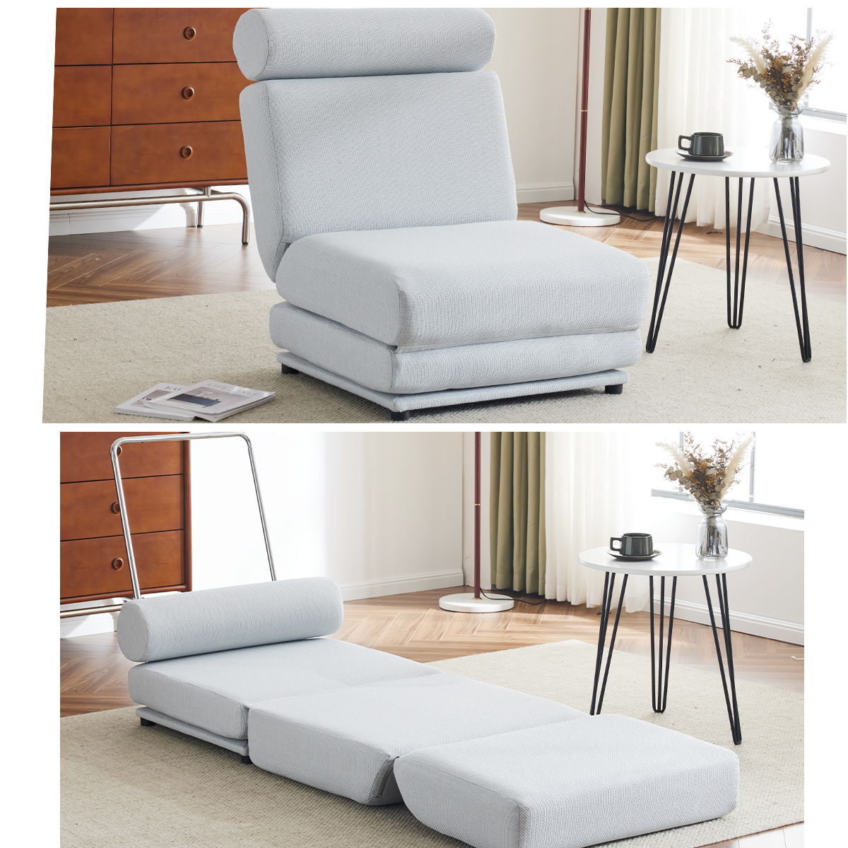 Single Sofa Chair Foldable Single Sofa Bed With Pillow, Portable Foldable Sofa Bed, Leisure Sofa Chair, Easy To Store, Made Of Breathable And Wearable Linen