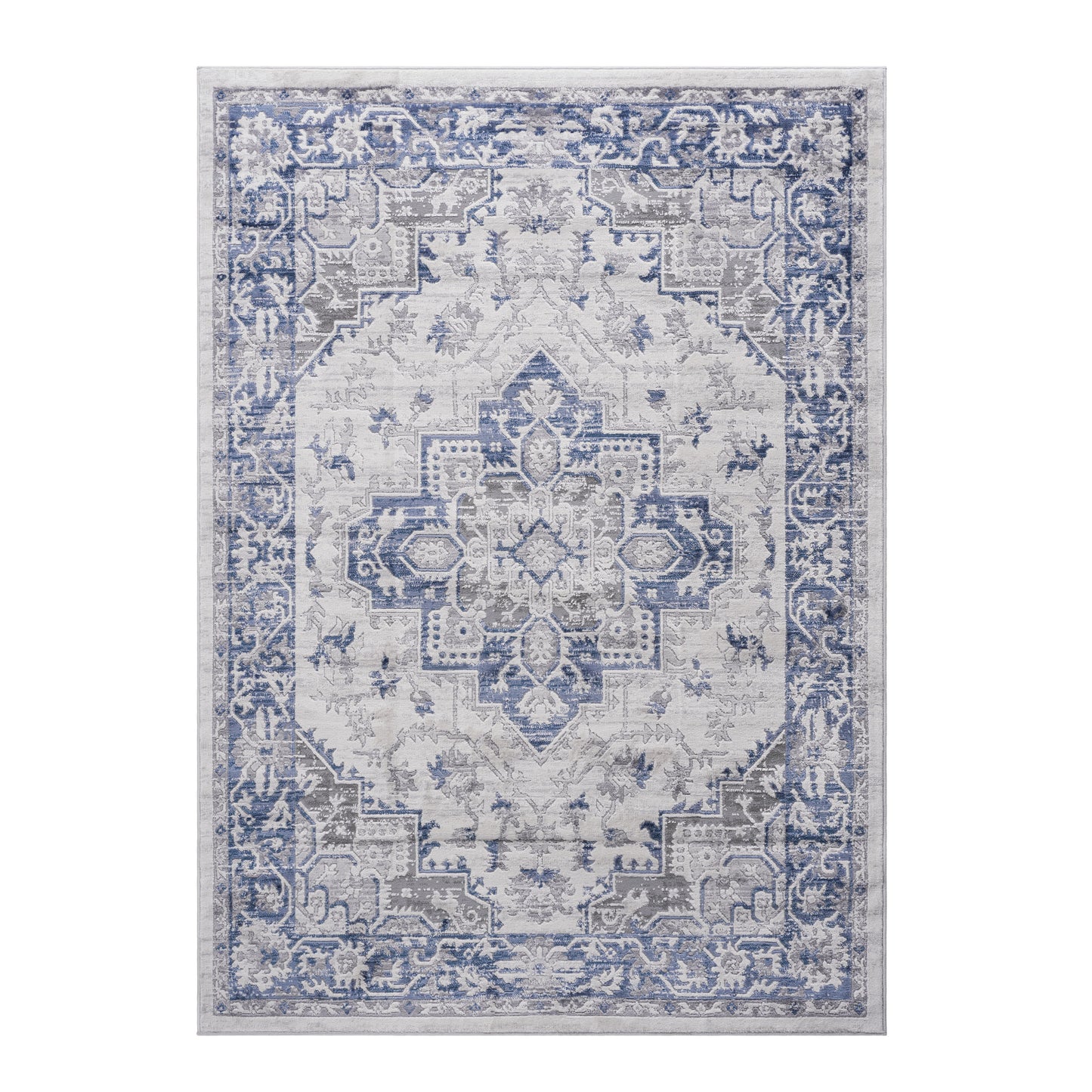 6' x 9' Oriental Non-Shedding Living Room Bedroom Dining Home Office Stylish And Stain Resistant Area Rug - Blue / Gray