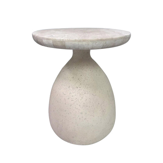 Gina - Travertine Side Table - Cream