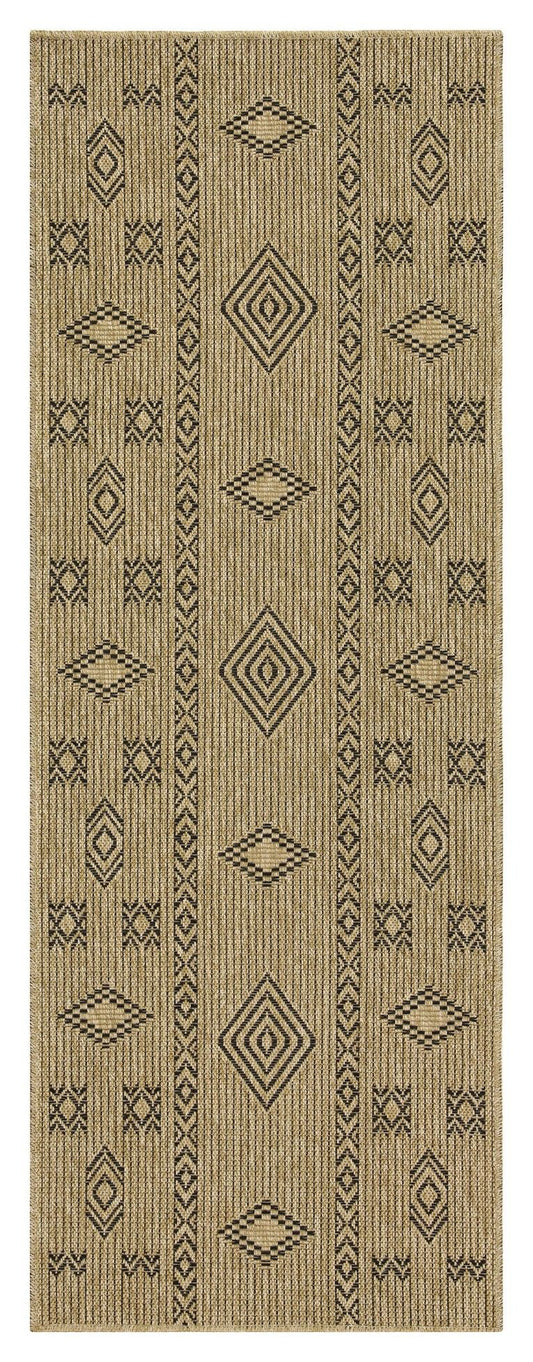 Earth - 2'7" X 7'3" Indoor, Outdoor Area Rug - Jute, Black