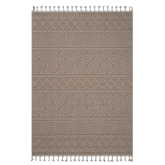 4' x 6' Geometric Indoor / Outdoor Area Rug - Mocha