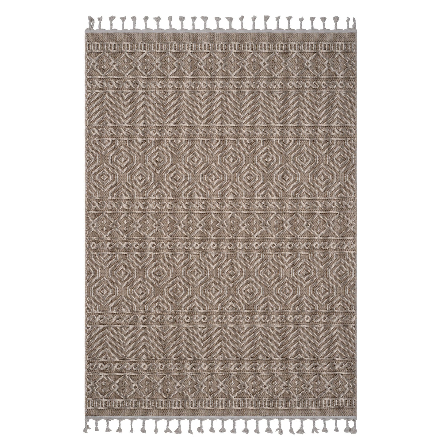 5' x 7' Geometric Indoor / Outdoor Area Rug - Mocha