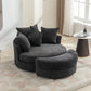 360° Swivel Accent Barrel Chair With Storage Ottoman & 4 Pillows, Modern Chenille Leisure Chair Round Accent For Living Room