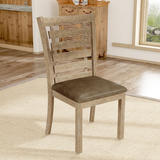 Modern Farmhouse Rustic Look Distressed Design Ladderback Dining Chairs (Set of 2) - Brown