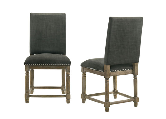 Everton - Fabric Dining Chair With Nailhead Trim (Set of 2) - Gray