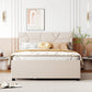 Full Size Upholstered Platform Bed With Brick Pattern Headboard, With Twin Size Trundle And 2 Drawers, Linen