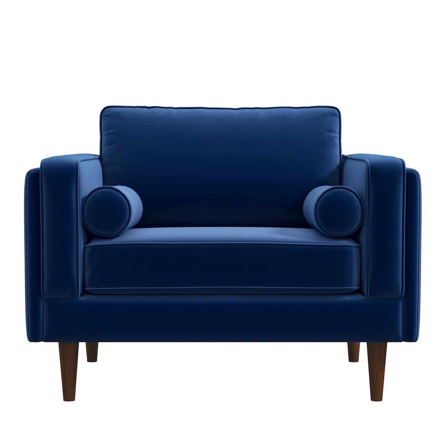 Amber - Lounge Chair Velvet - Brown / Navy Blue