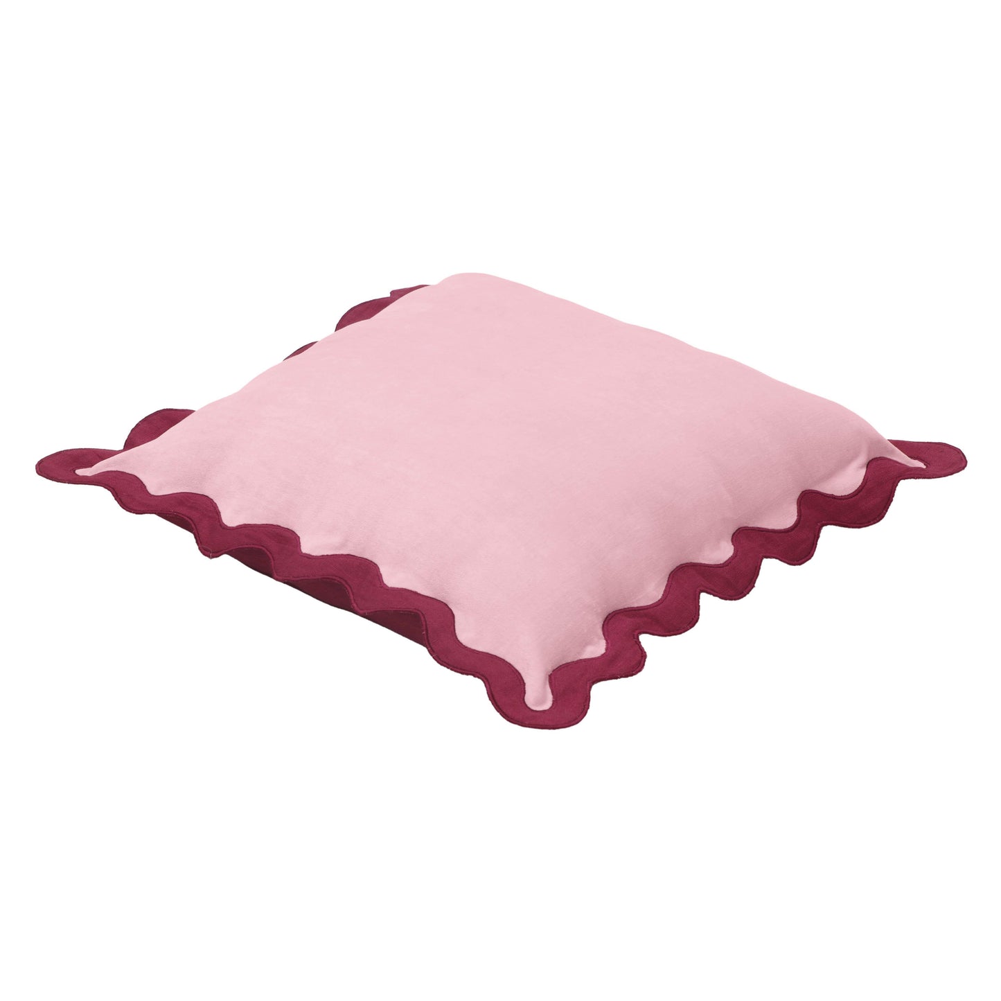 Scalloped - Edge Cotton Velvet Throw Pillow