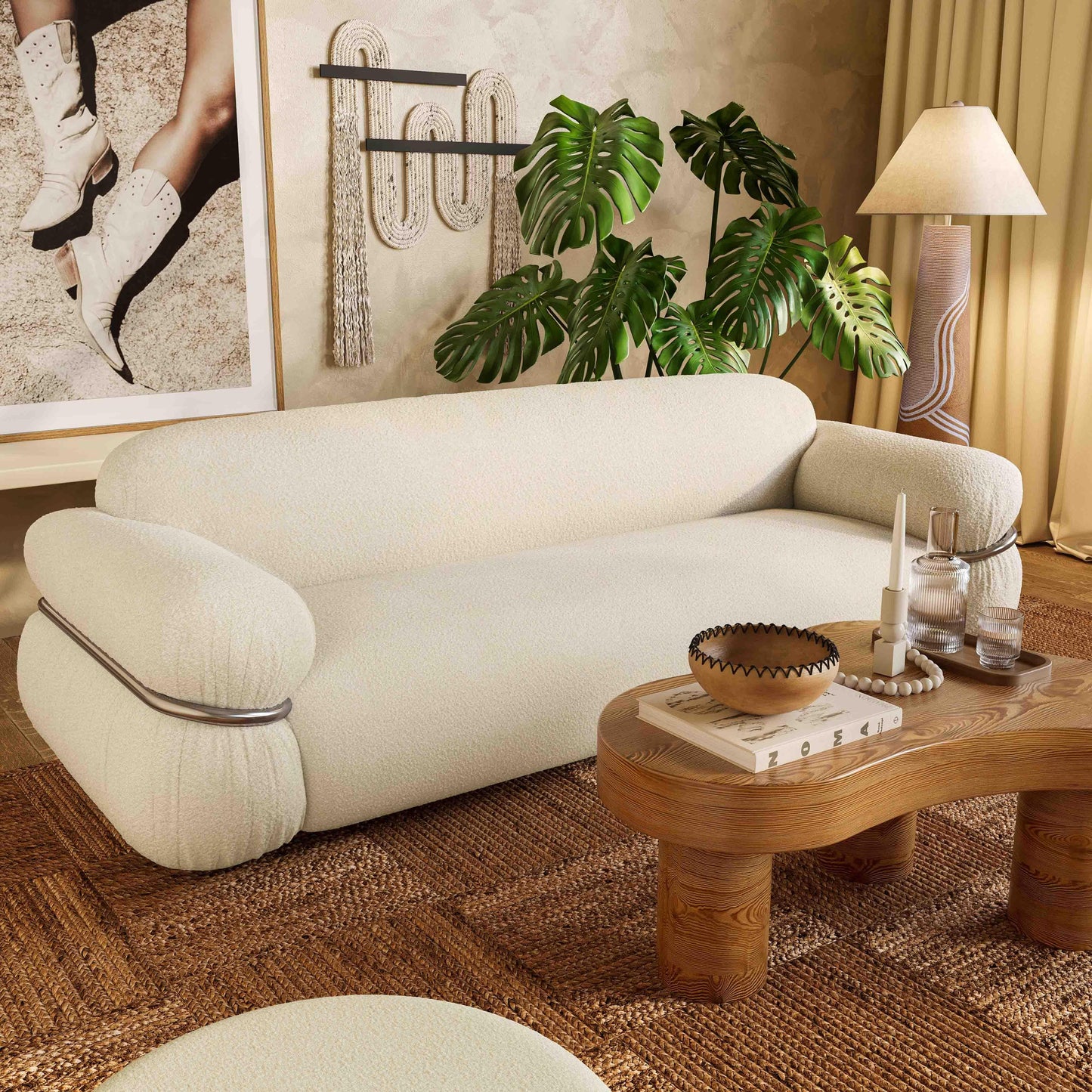 Leyla - Boucle Sofa - Cream