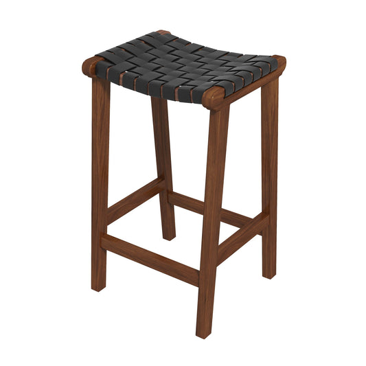 James - Mid-Century Modern Genuine Leather Counter Stool