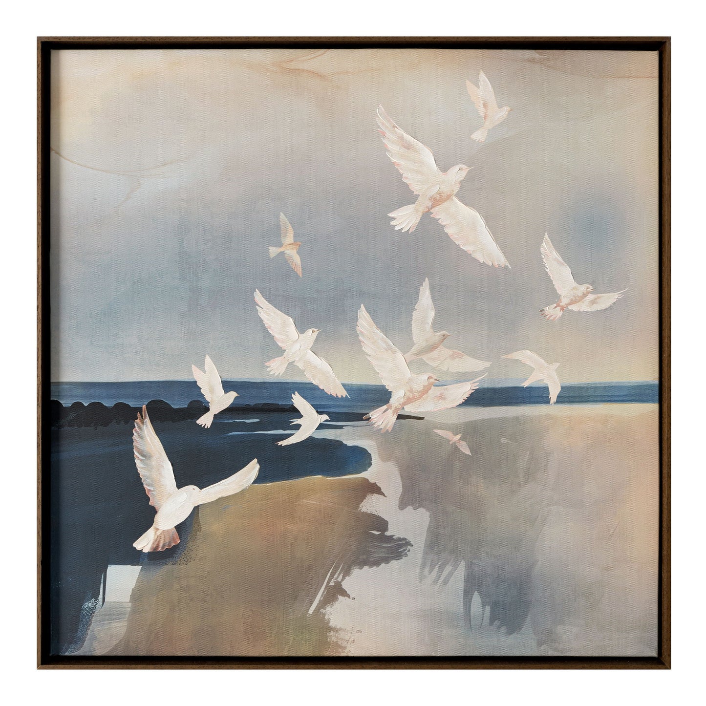 Flock - Framed Painting - Beige