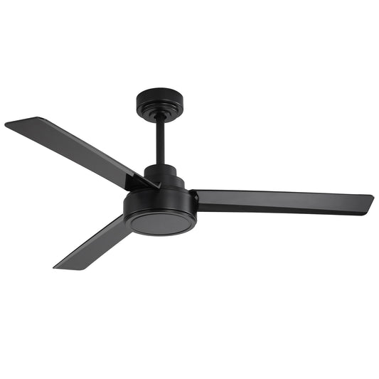 52" Outdoor Ceiling Fan Without Light With Remote Control, 3 Abs Blades Farmhouse Ceiling Fan 6 - Speed Reversible Dc Motor Black For Living Room, Bedroom, Kitchen
