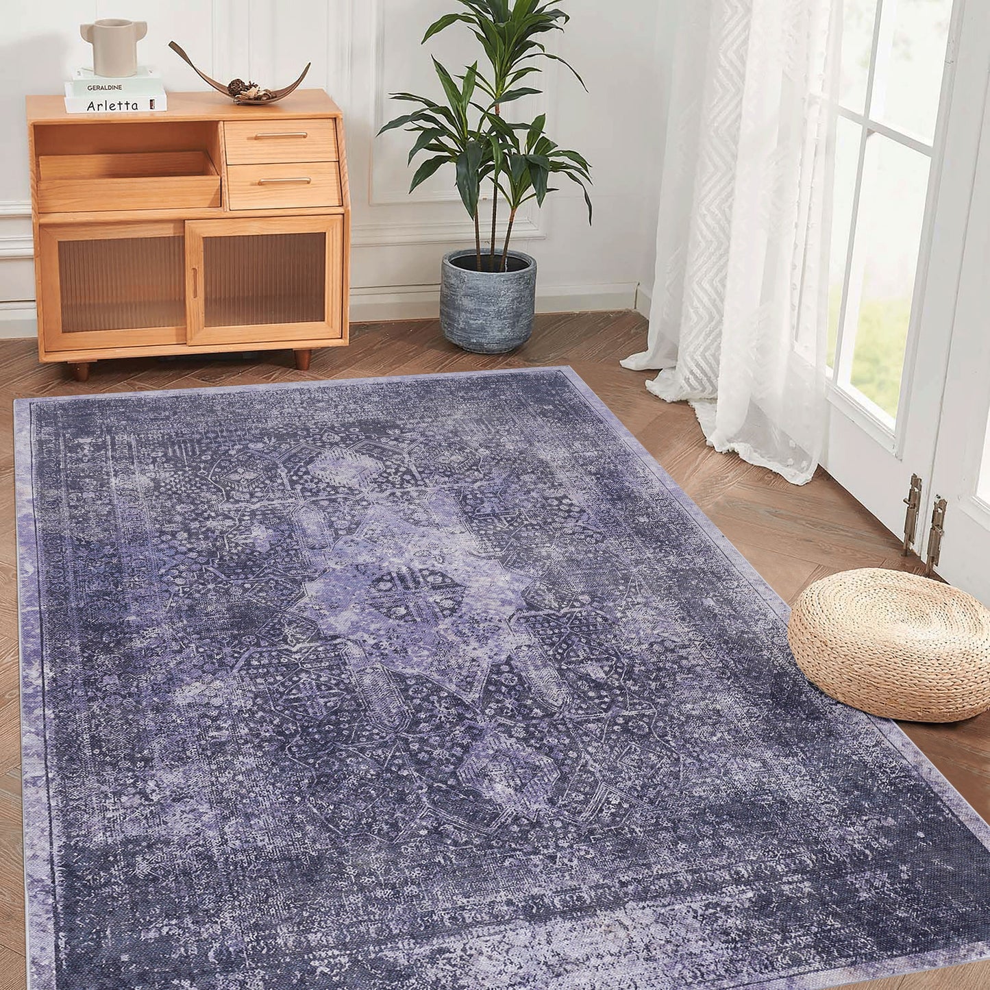 3' x 5' Area Rug, Washable Rug, Low-Pile, Non-Slip, Non-Shedding, Foldable, Kid & Pet Friendly Area Rugs For Living Room, Bedroom, Kitchen, Dining Room Rug, Perfect Gifts - Anthracite