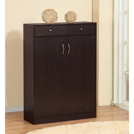 Shoe Storage Cabinet With Fives Shelves, Two Drawers, Fits 15 Pairs Of Shoes