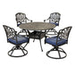 Round 48.03" Long Aluminum Dining Set With Cushions