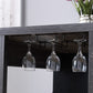 Home Bar Table With Wine Glass Compartment And Three Shelves - Distressed Gray / Black