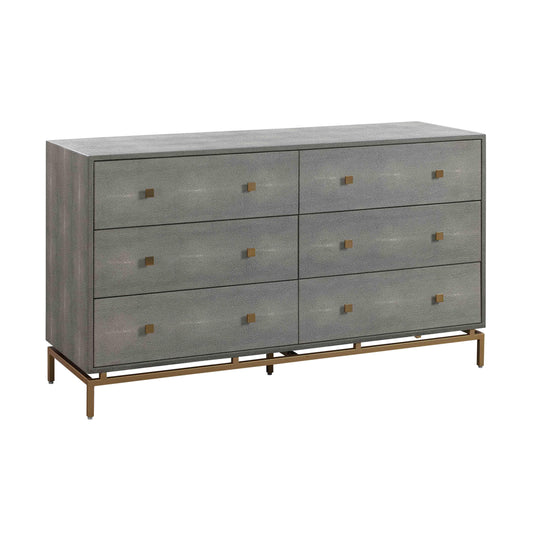 Pesce - Shagreen 6 Drawer Dresser - Gray