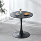 Tulip Special Dining Table, Black Marble Color Top, MDF Dining Table - Black