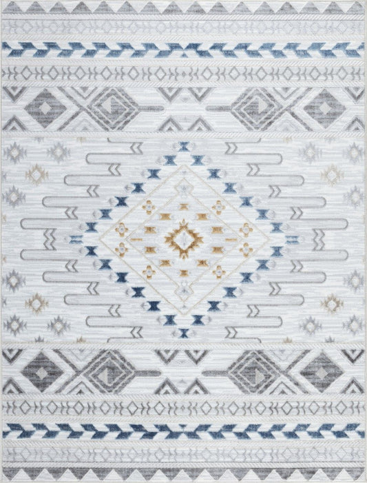 Legacy - 5'3" X 7' Polypropylene Area Rug - Multi, White