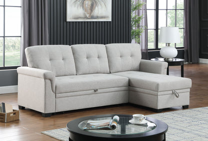 Lucca - Linen Reversible Sleeper Sectional Sofa With Storage Chaise