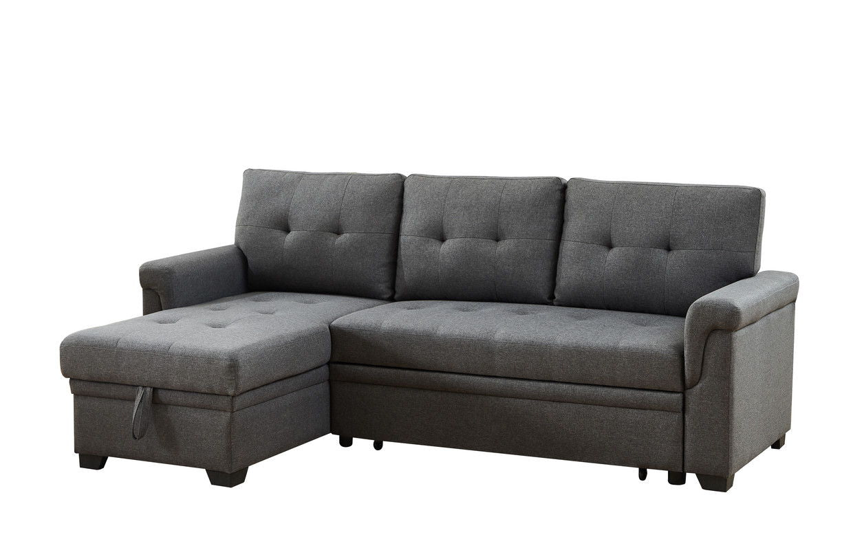 Hunter - Linen Reversible Sleeper Sectional Sofa With Storage Chaise