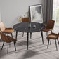 Modern Artificial Stone Round Dining Table With Metal Legs, Can Accommodate 6 People - Black