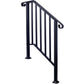 Handrails For Outdoor Steps, Fit 2 Or 3 Steps Outdoor Stair Railing, Picket#2 Wrought Iron Handrail, Flexible Porch Railing, Transitional Handrails For Concrete Steps Or Wooden Stairs - Black