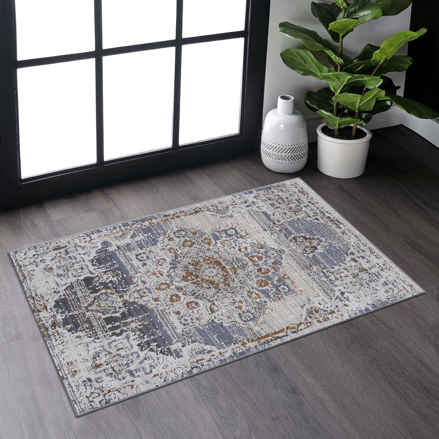 Payas - 2' x 3' Medallion Non-Shedding Living Room Bedroom Dining Home Office Stylish And Stain Resistant Area Rug - Cream / Gold