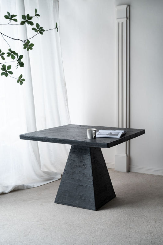 Square Dining Table With Pedestal Base - Black