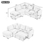 L-Shaped Sectional Pull Out Sofa Bed Sleeper Sofa With Two USB Ports, Two Power Sockets And A Movable Storage Ottoman