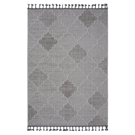 4' x 6' Trellis Indoor / Outdoor Area Rug - White / Gray