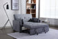 2 Seaters Slepper Sofa Bed Linen Fabric 3-In-1 Convertible Sleeper Loveseat With Side Pocket - Dark Gray