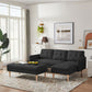 Fabric Right Facing Sectional Sofa Bed, L-Shape Sofa Chaise Lounge With Ottoman Bench