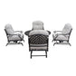 5 Piece Cast Aluminum Chat Fire Pit Set With Cushion