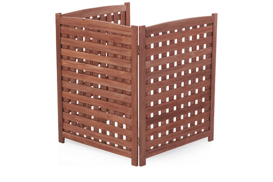 Air Conditioner Fence Screen Outside, Cedar Privacy Fence 3 Panels To Hide Ac & Trash Enclosure - Brown