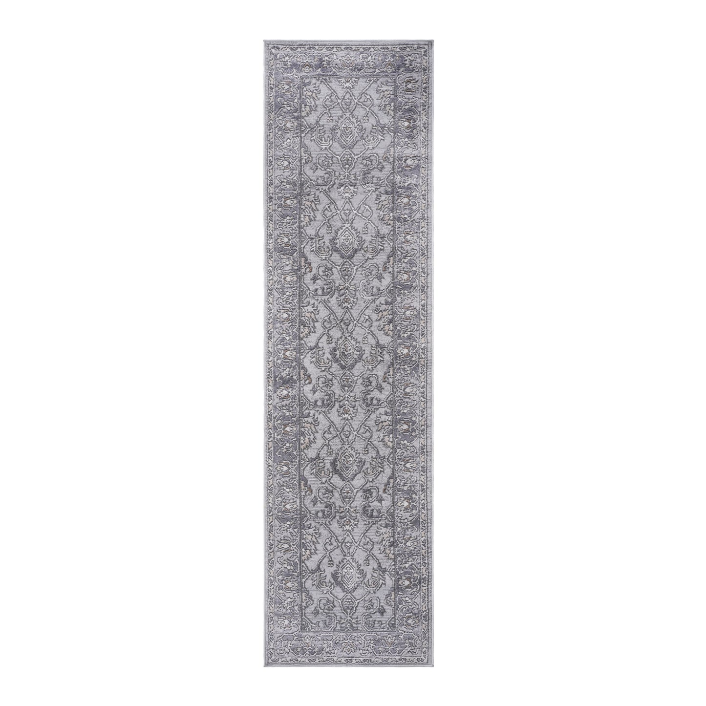 Marfi - 2' x 8' Oriental Non-Shedding Living Room Bedroom Dining Home Office Stylish And Stain Resistant Area Rug - Ivory / Gray