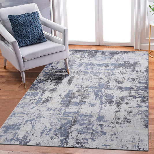 5' x 7' Abstract Non-Shedding Living Room Bedroom Dining Home Office Stylish And Stain Resistant Area Rug - Gray / Denim