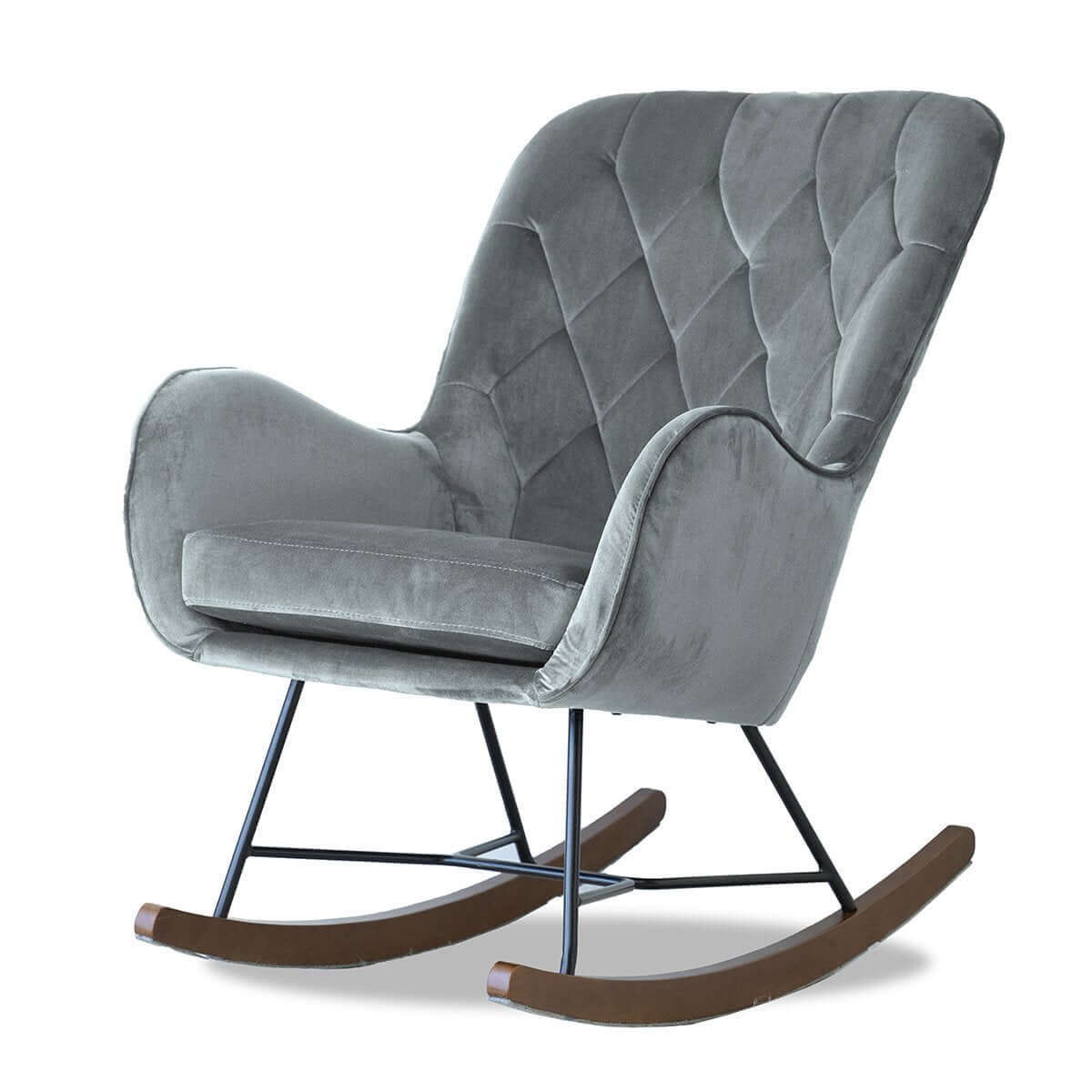 Hannah - Mid-Century Modern Rocking Chair - Gray