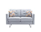 Victoria - Linen Fabric Loveseat With Metal Legs, Side Pockets, And Pillows