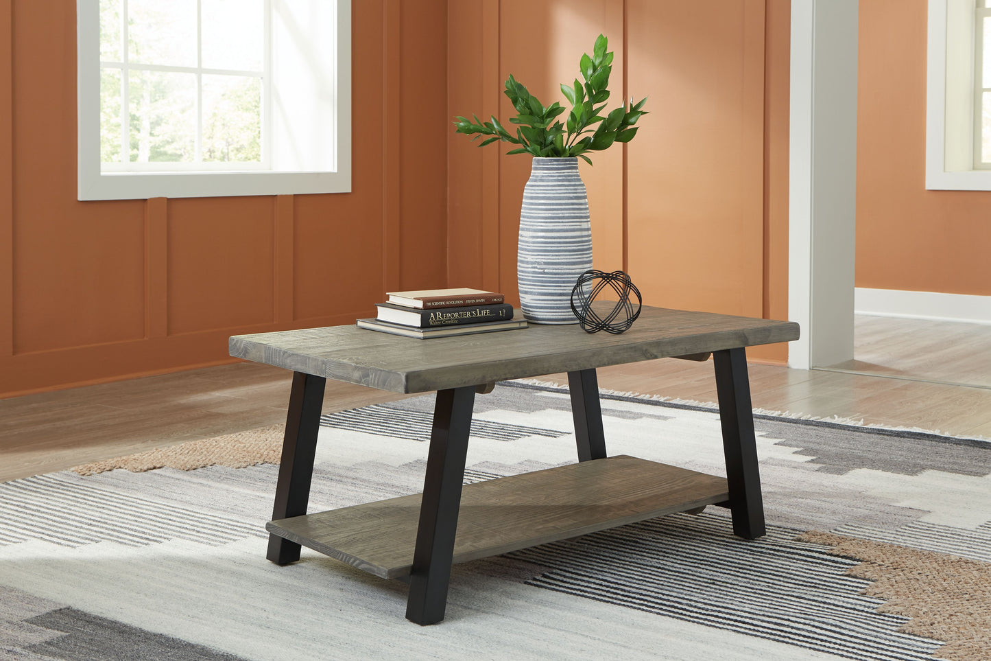 Brennegan - Gray / Black - Rectangular Cocktail Table