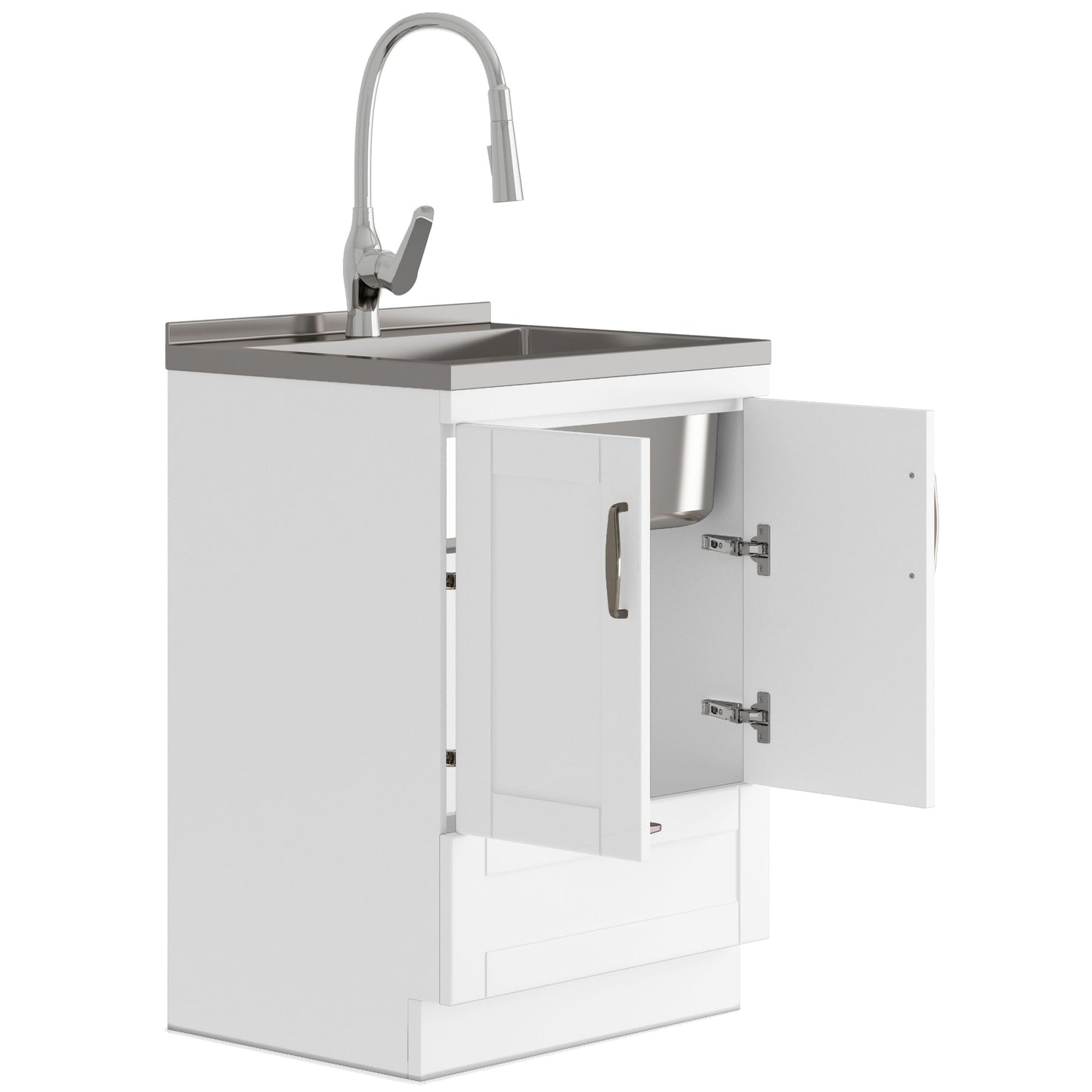 Reed - Deluxe Laundry Cabinet With Pull-Out Faucet And Stainless Steel Sink