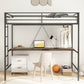 Adam - Twin Loft Bunk Bed With Cinnamon Wood Desk And Closet Rod - Black