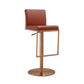 Sentinel - Adjustable Stool - Saddle Brown And Rose Gold