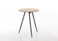 Neroli - Contemporary Round Side Table With Black Metal Base - Oak White