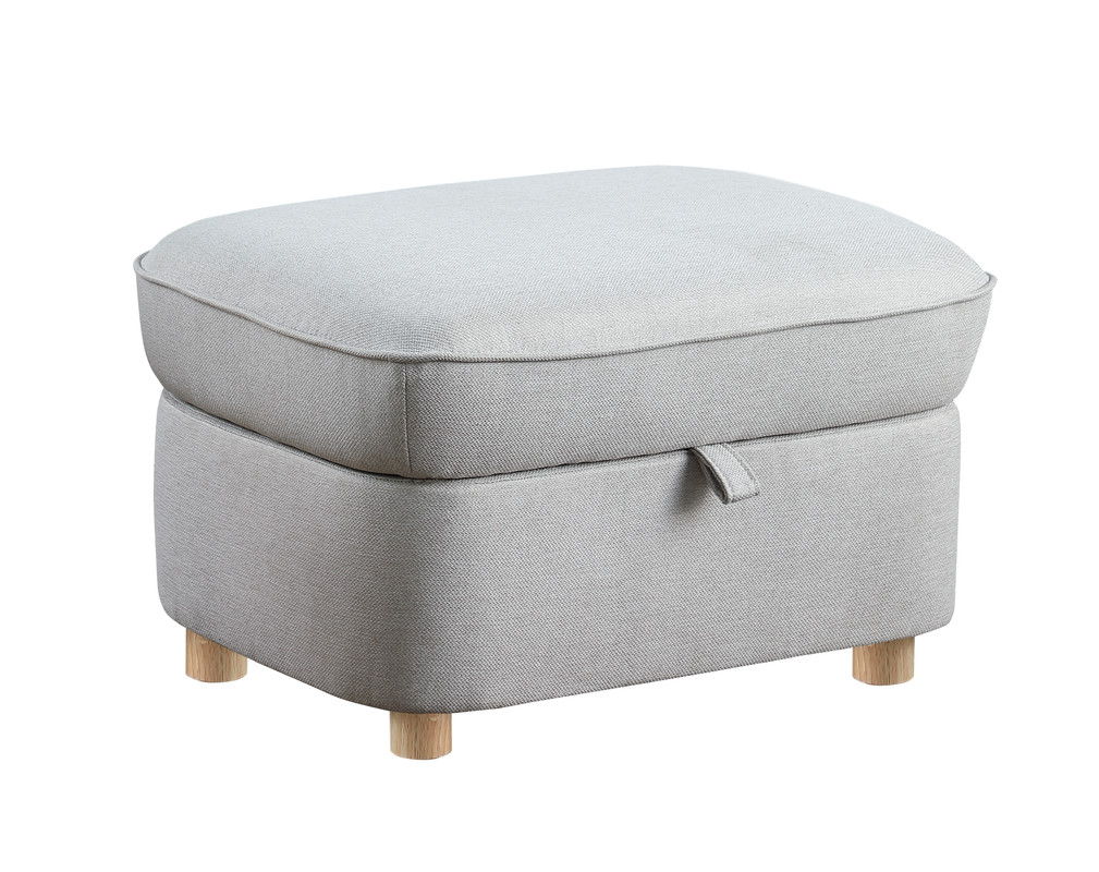 Huckleberry - Linen Accent Chair With Storage Ottoman And Folding Side Table