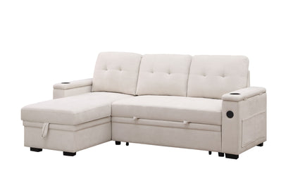 Ashlyn II - 84"W Woven Fabric Reversible Sleeper Sectional Sofa with Storage Chaise