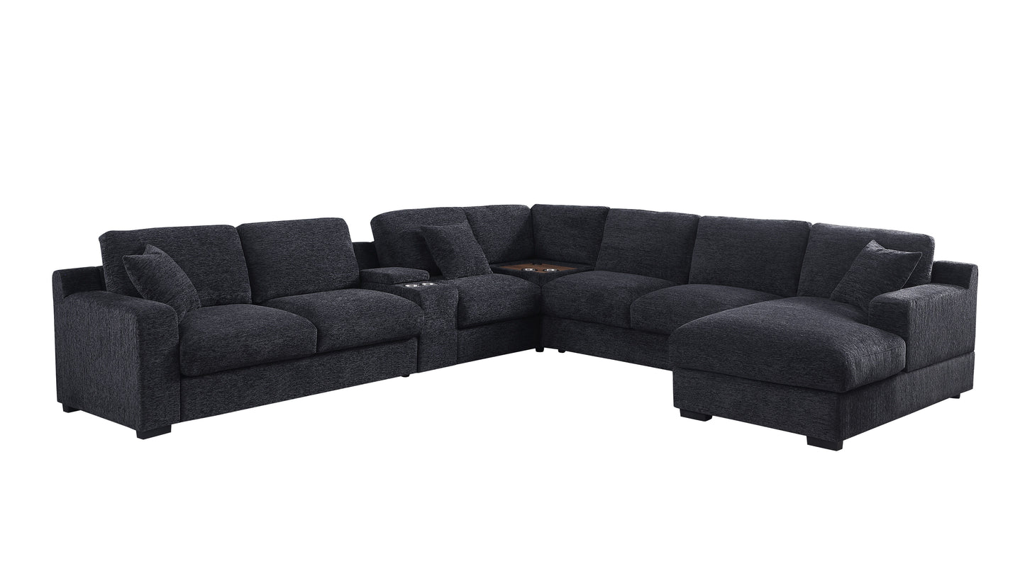 Celine - Chenille Fabric Corner Sectional Sofa With Right-Facing Chaise, Cupholders, And Charging Ports