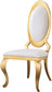 Leatherette Dining Chair With Oval Backrest (Set of 2), Stainless Steel Legs - Gold Frame