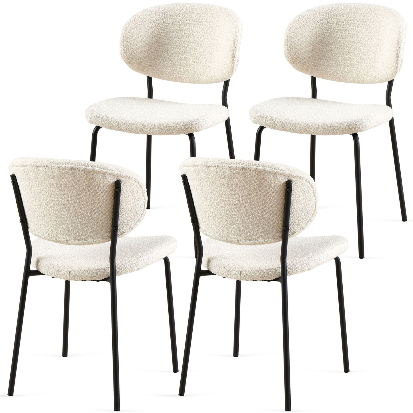 Boucle Dining Chairs, Dining Chairs With Metal Legs For Dining Room, Kitchen, Living Room