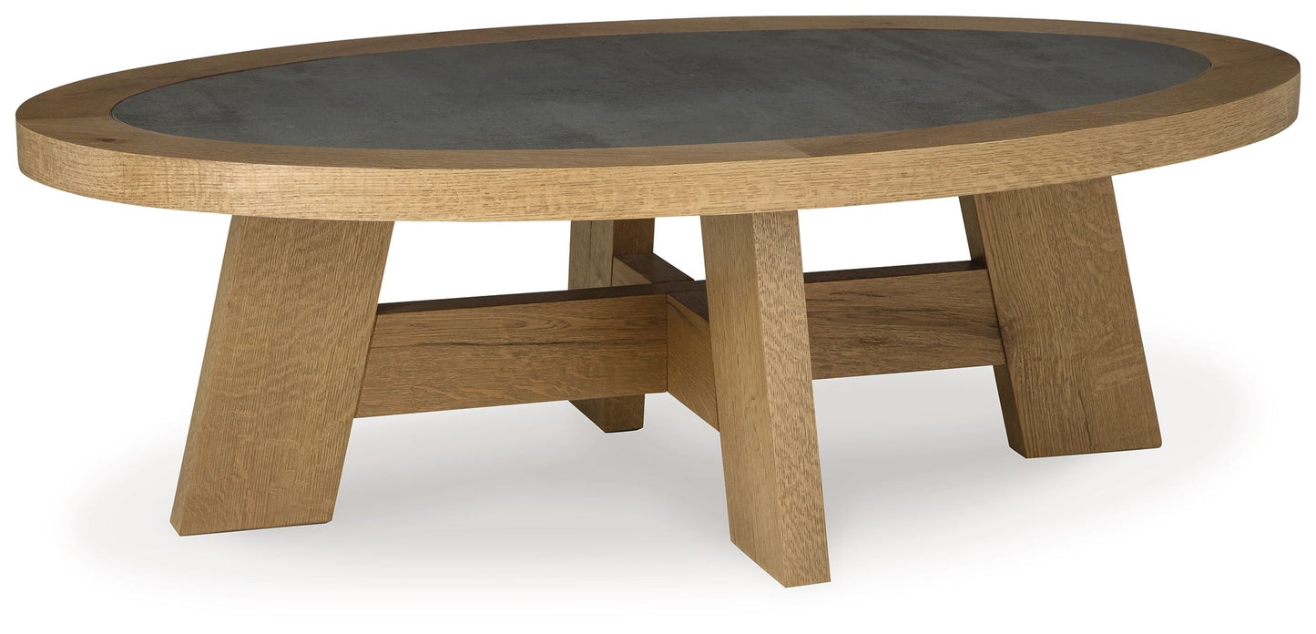 Brinstead - Light Brown - Oval Cocktail Table